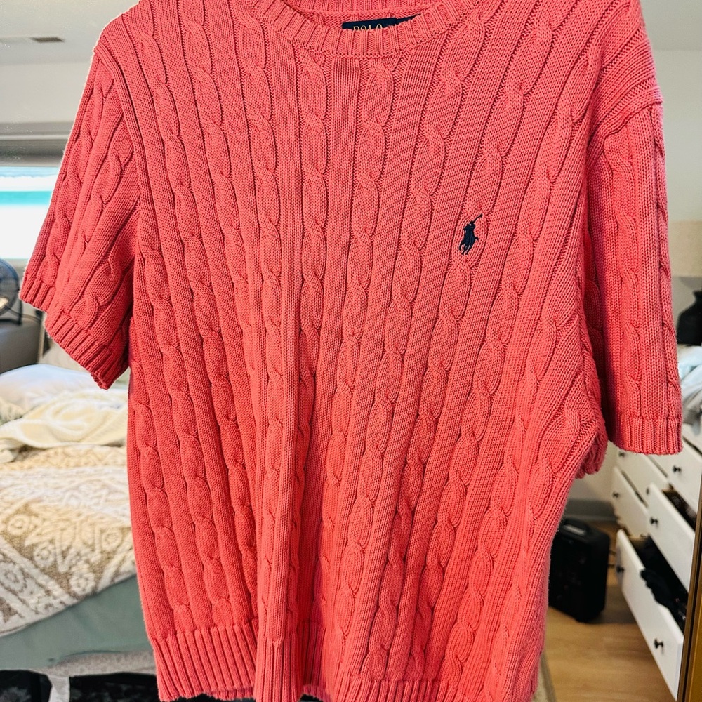 Polo by Ralph Lauren Womens Cable Knit Sweater in Coral